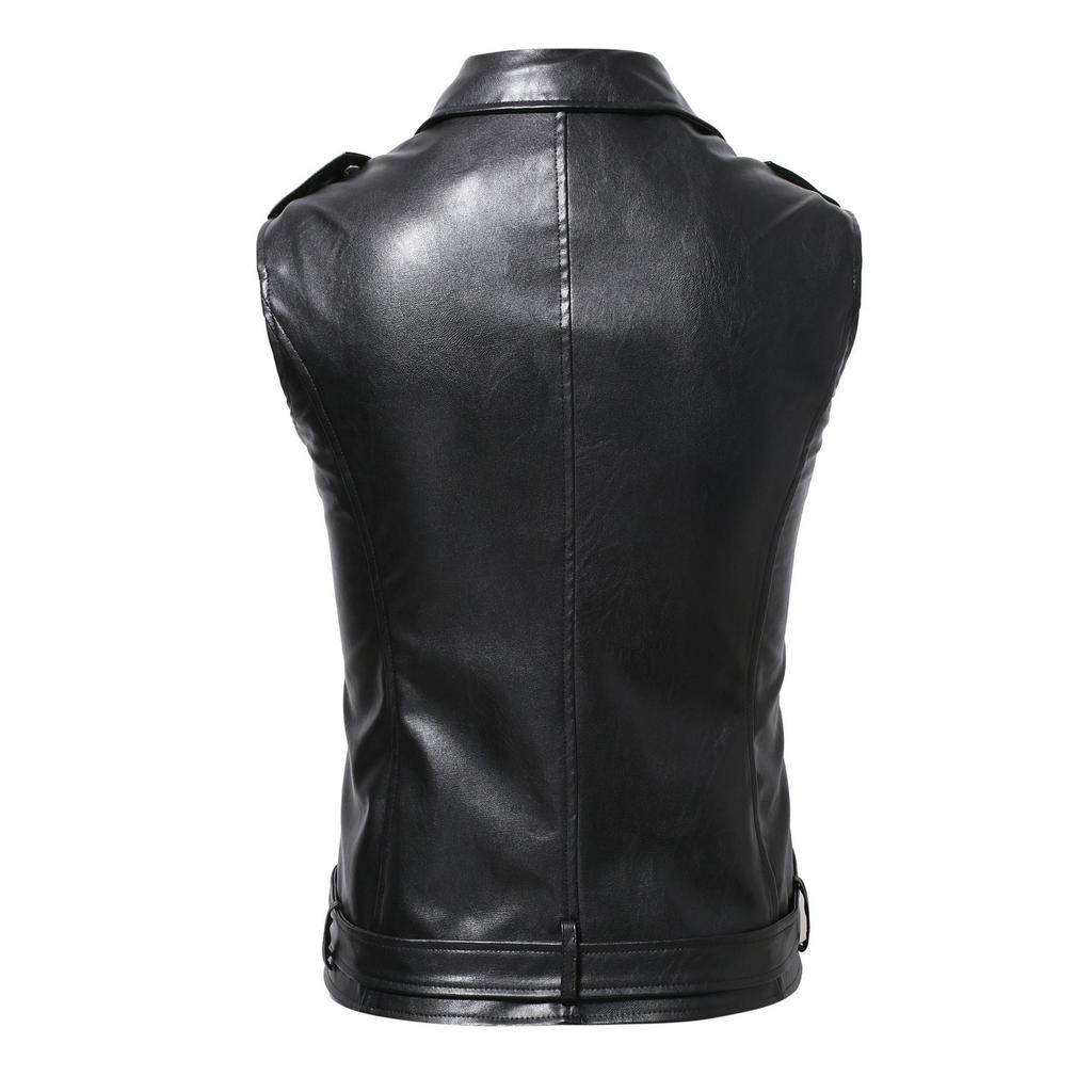 New men's slim-fit locomotive leather vest casual men's slim-fit PU leather vest one piece