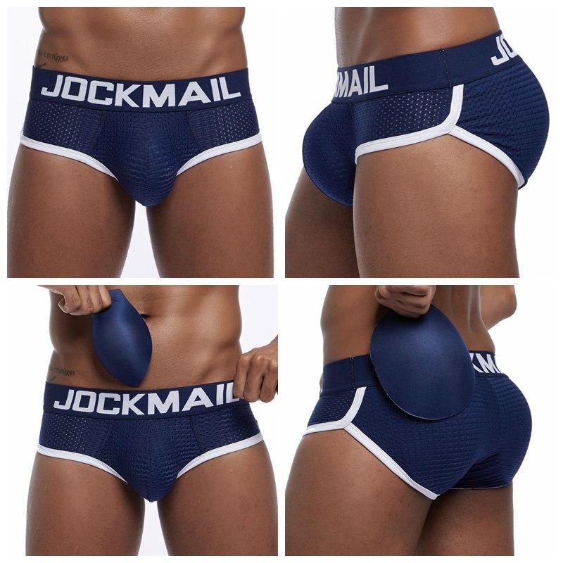 Briefs JOCKMAIL Removable Front and Back Sponge Padded Men's Briefs Breathable Mesh Material Ground Low Waist Fashion Sports Hip Adjustment Underwear
