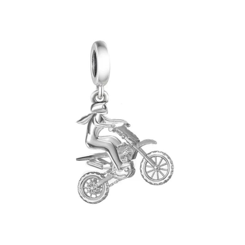 925 Silver Pan Charm Bracelet DIY Fit Original Race Car Dirt Bike Motorbike Scooter Bead For Women Berloque Jewelry Making
