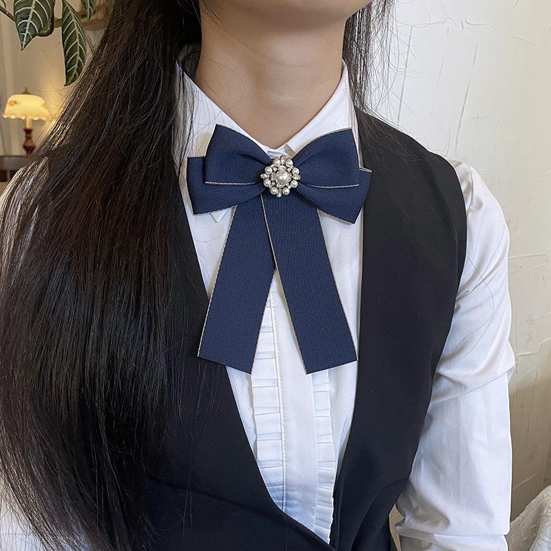 Collar Flower Female Professional Head Flower Set Bank Bow Tie Industrial And Commercial Postal Mail Storage Teller Blue Shirt Jk Tie Accessories