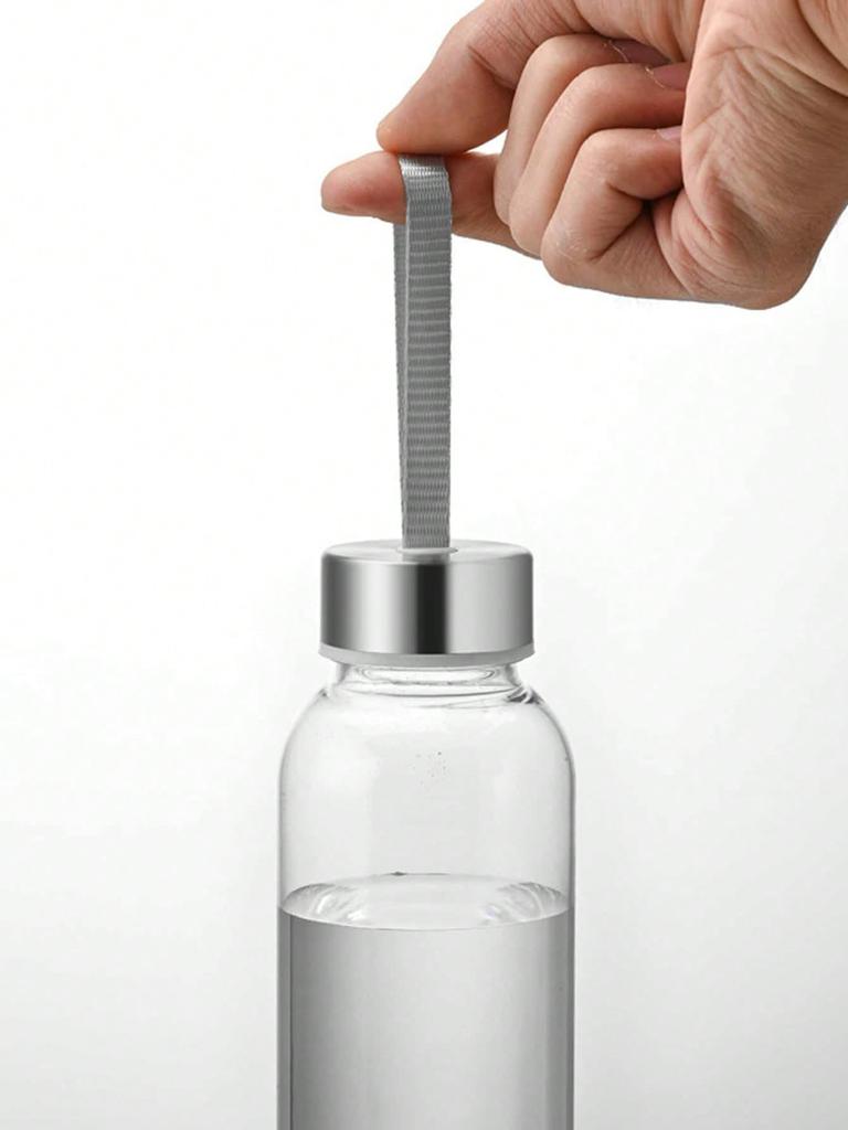 1 PC 600ML Transparent Water Bottle with Carrying Strap, Daily Direct Drinking Cup