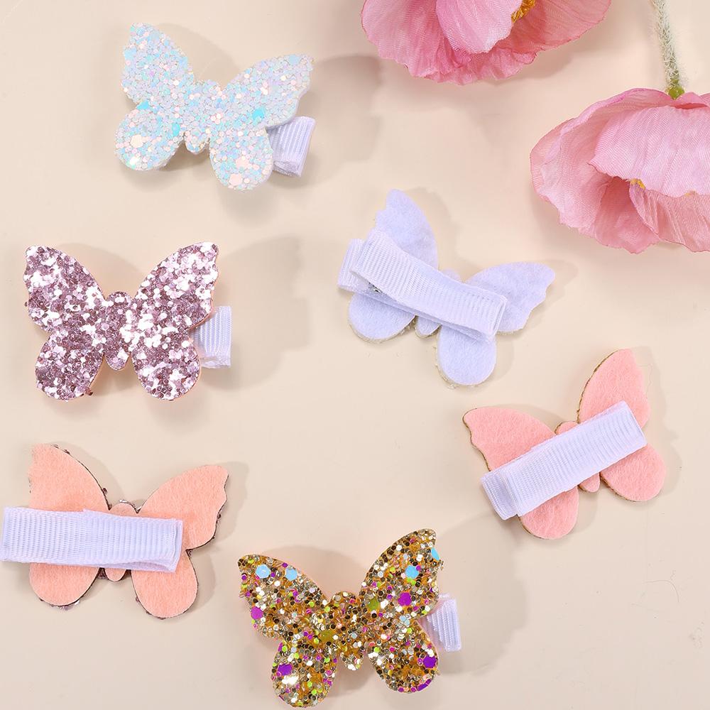 6 Stück Glitzer Schmetterling Haarspange Funkelnde Pailletten Haarnadel Süße Niedliche Haarspange für Baby Mädchen Kinder Kinder Kopfschmuck Accessoires