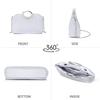 SUNSPOT Party Bag, Large Clutch Bag, Wedding Bag, Large Handbag, Women's, 3-Way (Silver H)