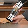 2-in-1 Adjustable Pepper Salt Grinder - Rustproof Stainless Steel Manual Mill with Double Heads & Coarseness Control