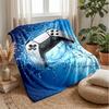 Gaming Controller In Water Theme Blanket Lightweight Warm Flannel Blanket Decorative Throw Blanket for Home Decoration