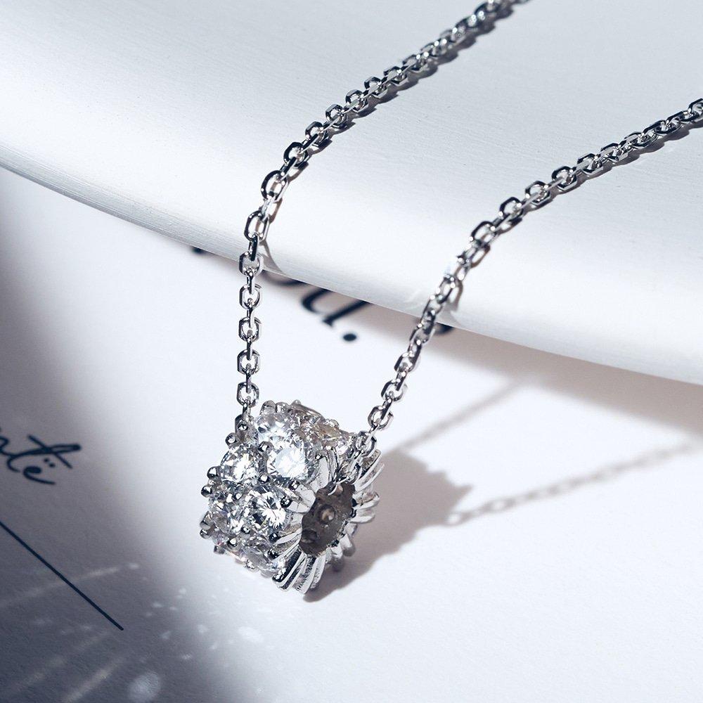 14kgf Pave Cubic Ring Necklace 92.5 Silver Cmne0001