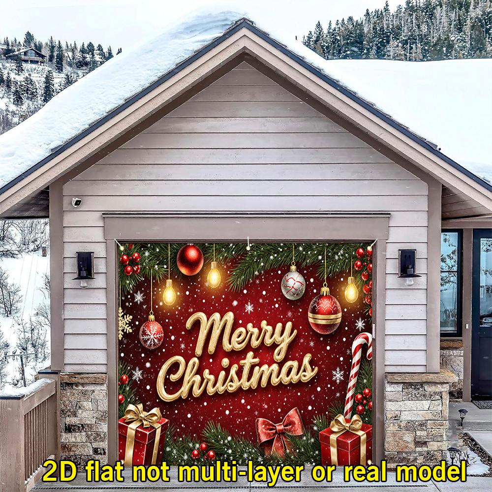 2D Flat banner Merry Christmas Banner , Lights , , Gift , , Gold "merry christmas", Red Butterfly Christmas Decor Backdrop Home Party