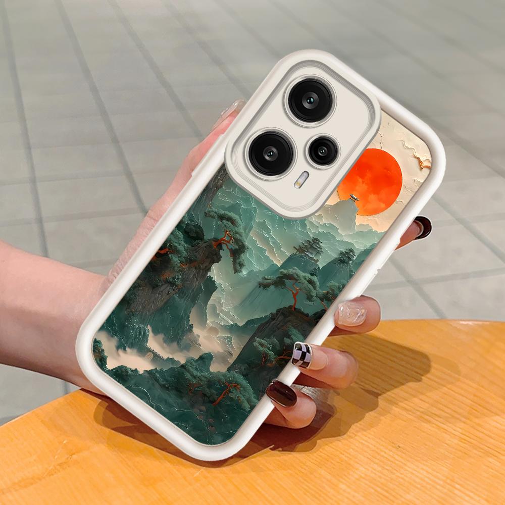 Soft Silicone Square Ladder Printing Pattern Phone Casing Full Cover Camera Shockproof Protection Rubber Case for Xiaomi Redmi