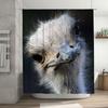 Large Print Shower Curtain With Eye-Catching Ostrich Design For Bathroom Decor Waterproof Fabric Material (Blue)