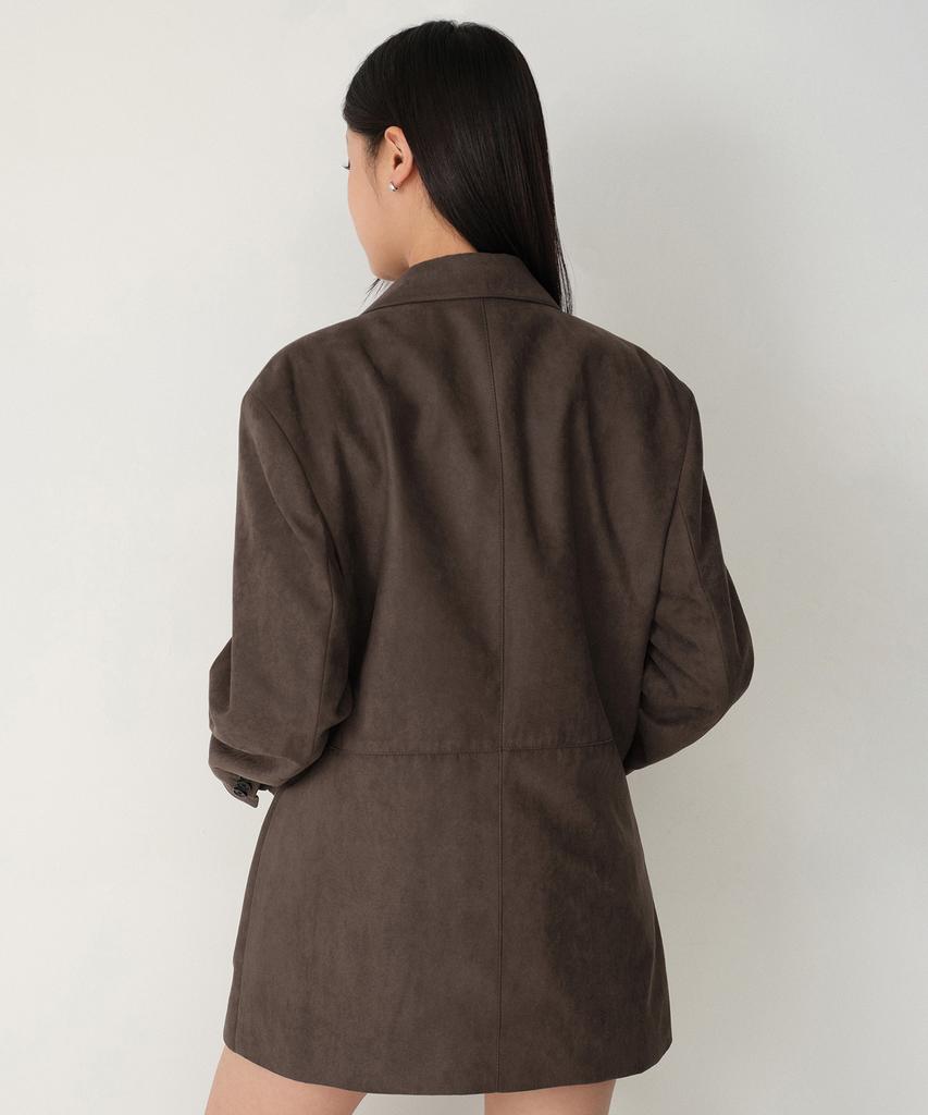 Musinsa Standard Woman Women'S Synthetic Suede Oversized Blazer [Brown]