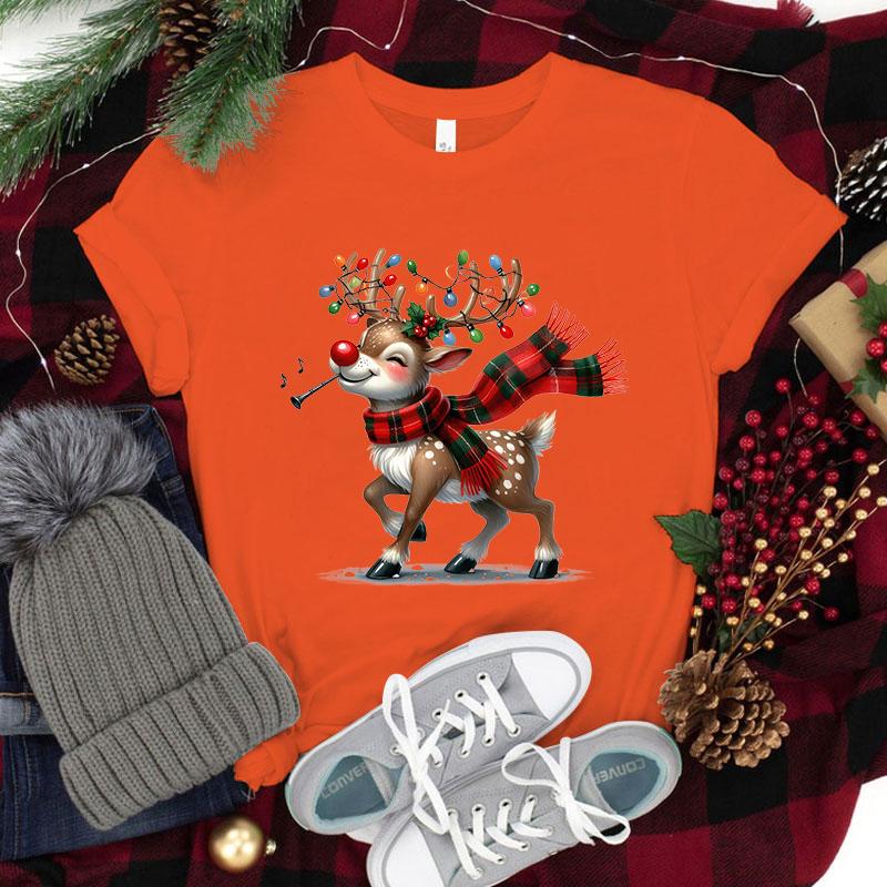 

Новые футболки с принтом рождественского лося для мужчин и женщин, летняя футболка femme, повседневные топы с коротким рукавом и круглым вырезом, рождественские футболки 3XL