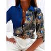 Fashion Women's Chain Flower Printed Shirt Women's Long Sleeve Tops Cotton Office Spring and Autumn Casual Loose Tops