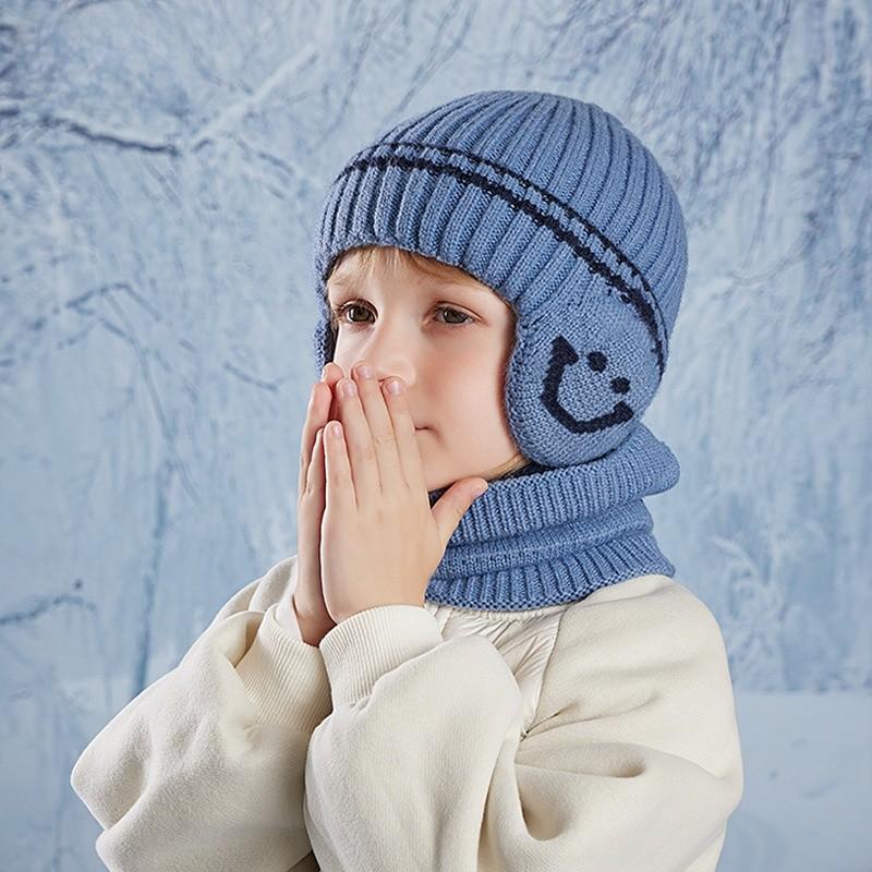 Childrens Acrylic Knit Hat And Scarf Set With Ear Protection For Winter Outdoor Wear