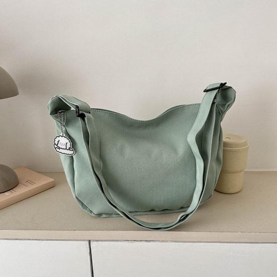 Women Shoulder Bag Dumpling Shape Zipper Closure with Pendant Large Capacity Adjustable Shoulder Strap Solid Color Commute Travel Crossbody Bag