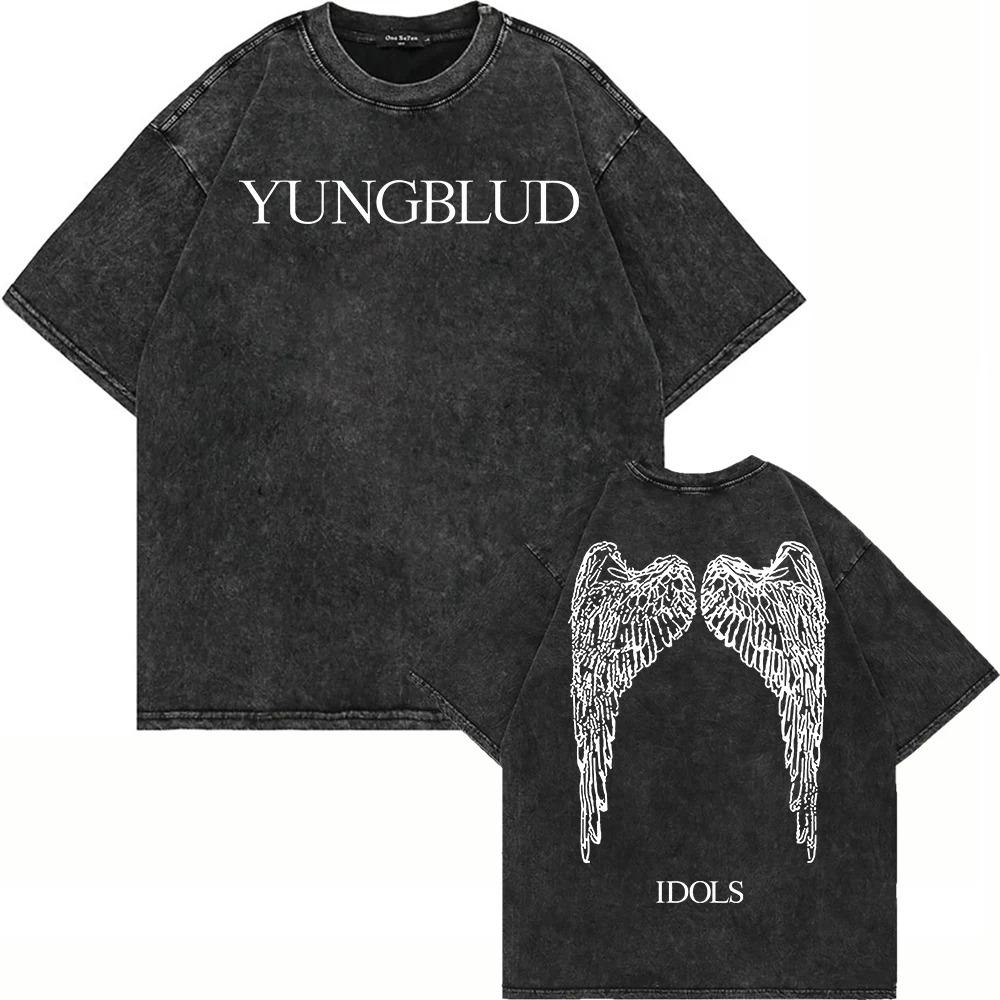 Yungblud Idols World Tour Poster Print TShirt Men Women Vintage Washed Cotton Streetwear Fashion Summer New Tees Oversized Tops