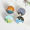 Creative Scenic Pattern Brooch Featuring Cartoon Peaks And Pine Trees In Vibrant Colors