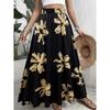 Women's Floral Printed High Waisted Long Skirt, Suitable for Casual Beach Wear on Vacation