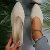 2025 Spring/Summer New Arrival Solid-Color Pointed-Toe Flat-Heel Soft-Sole Oversized Casual Breathable Women's Openwork Knit Shoes