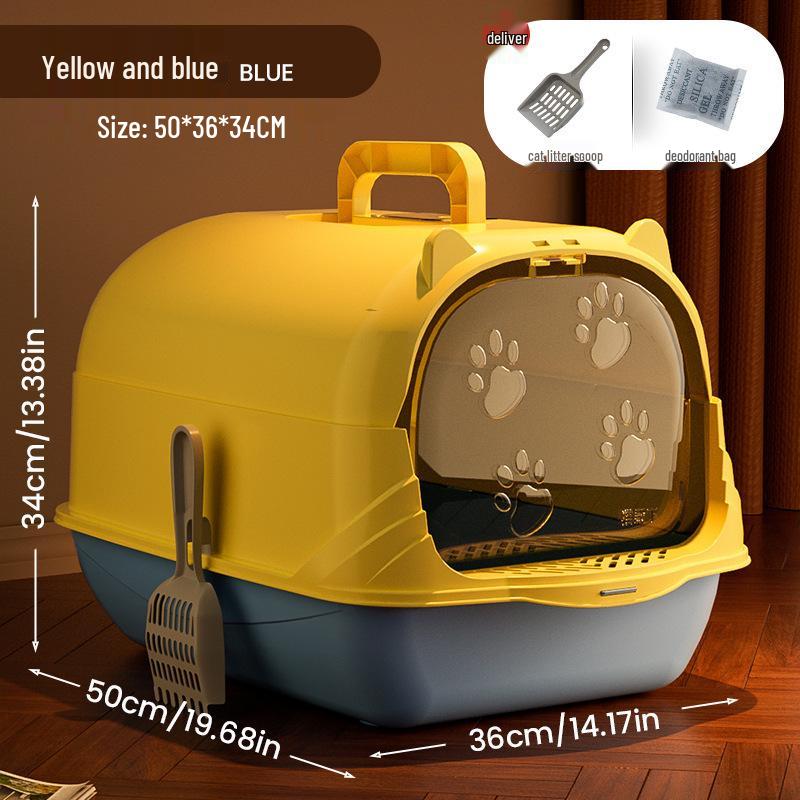 Fully Enclosed Extra Large Cat Litter Box with Anti-Splash Mat