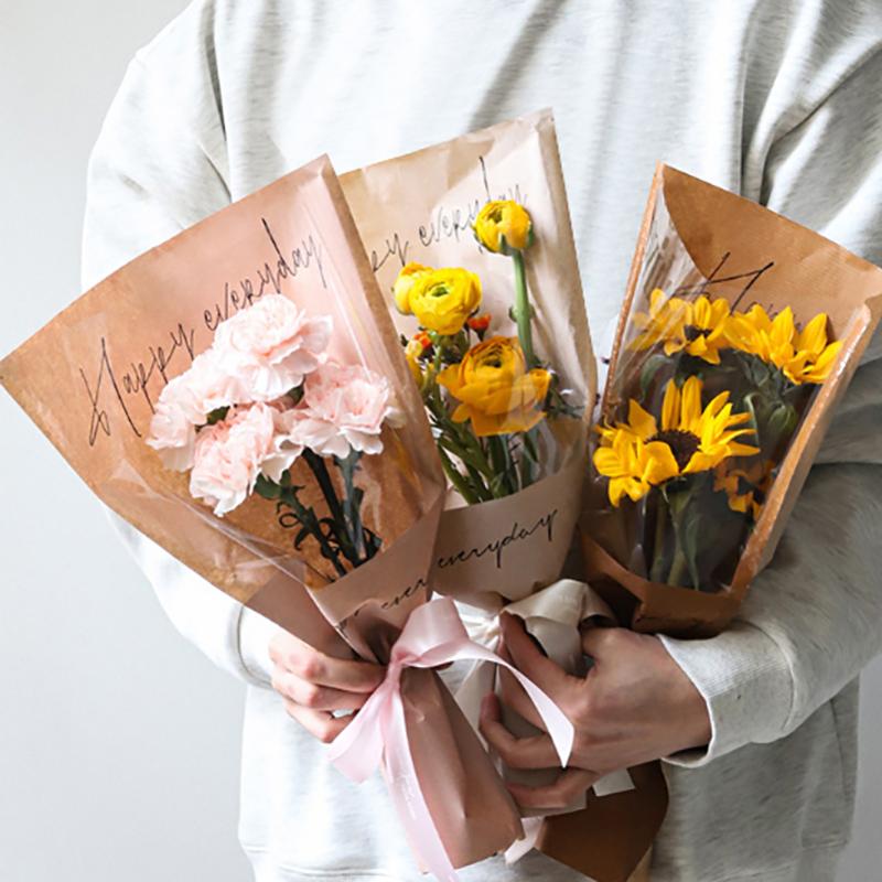 Bolsa de Papel de Cuero Impermeable para Embalaje Floral, Arte Floral, Embalaje de Flores Frescas, Bolsas Múltiples, Envoltura de Regalo Universal, Joyería