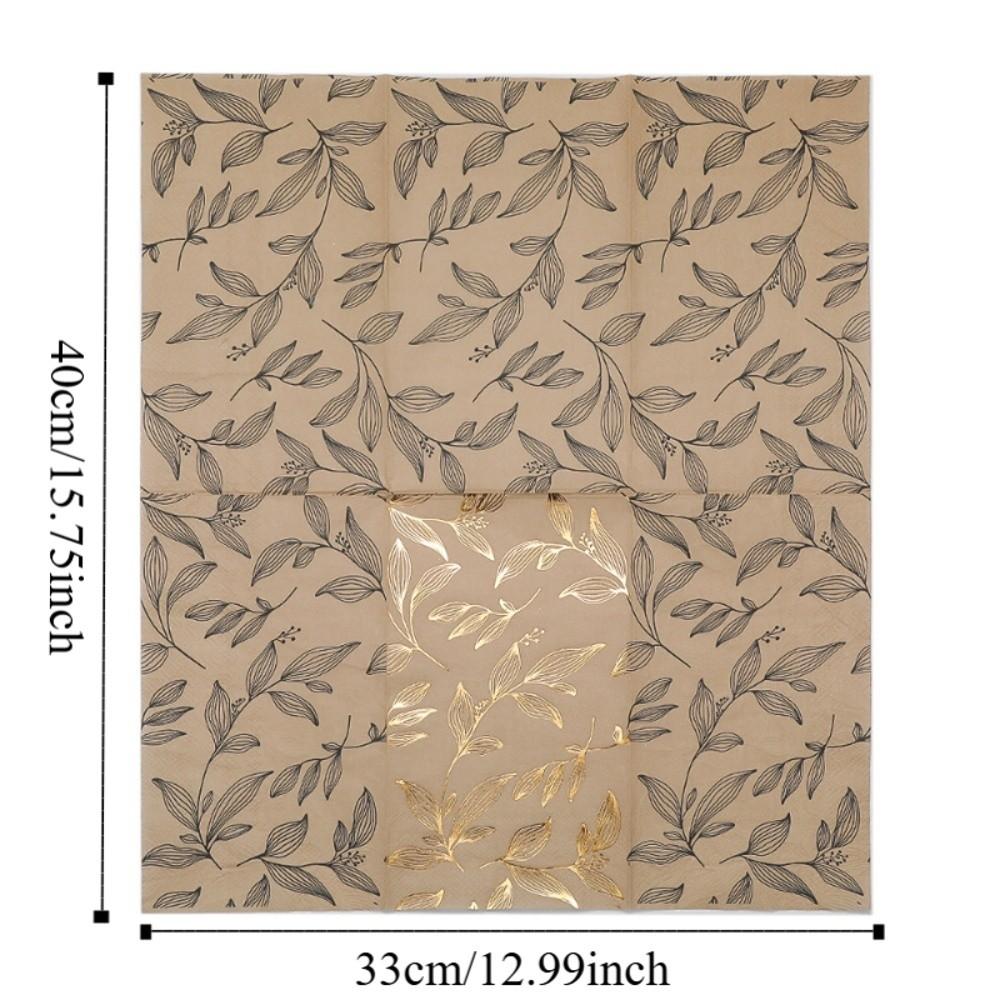 40Pcs Coffee Leaf Gold-embossed Disposable Napkin Hot Foil Stamped Party Napkin  Wedding