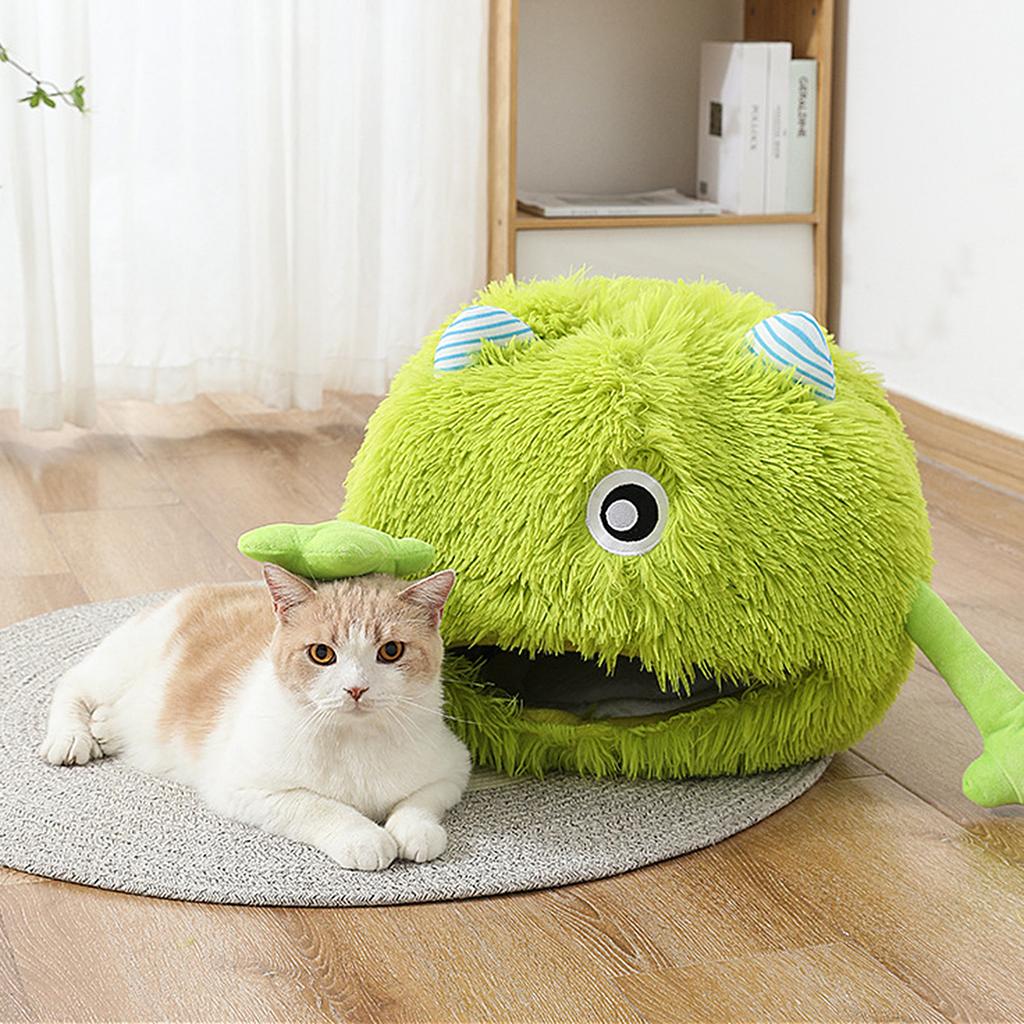 Katzenbett Haus Hundehütte Niedlicher Monster Cartoon Warmes Plüsch Kätzchen Kissen Korb Zelt Welpen Höhle Nest Matte Tasche Indoor Haustierbedarf