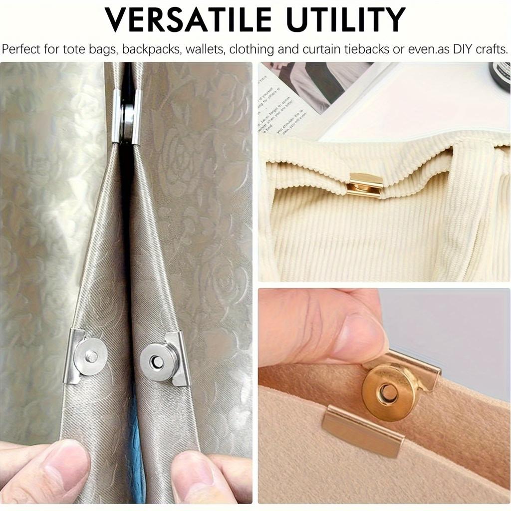 5 Pairs (10pcs) of Metal Seamless Magnetic Clasps, Suitable for Bags, Magnetic Snap Buttons, Fasteners, Ideal for Handbags