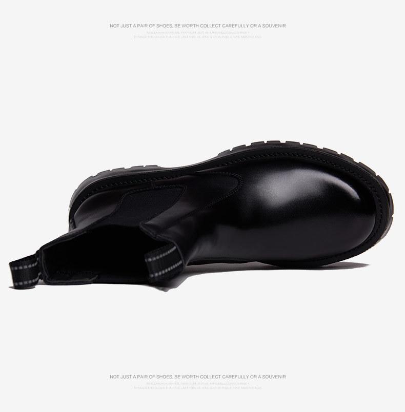 Men's Black British-Style Chelsea Boots: Soft Leather, High Top, Thick Sole, Motorcycle Workwear