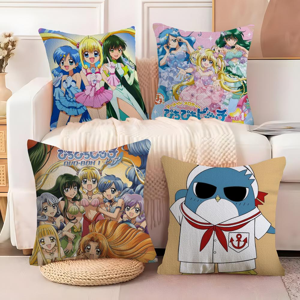 Comic Anime M-Mermaid Melody Pichi Pichi Pitch 5 Pillow Case Natural Linen Double-Sided Printing Sofa Home Decor Cushion Cover