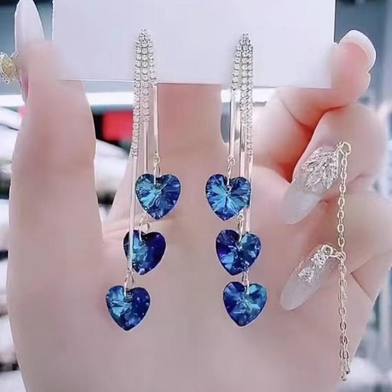 Exquisite Blue Series Luxury Stud Earrings for Women: Elegant, Versatile, and Stylish.