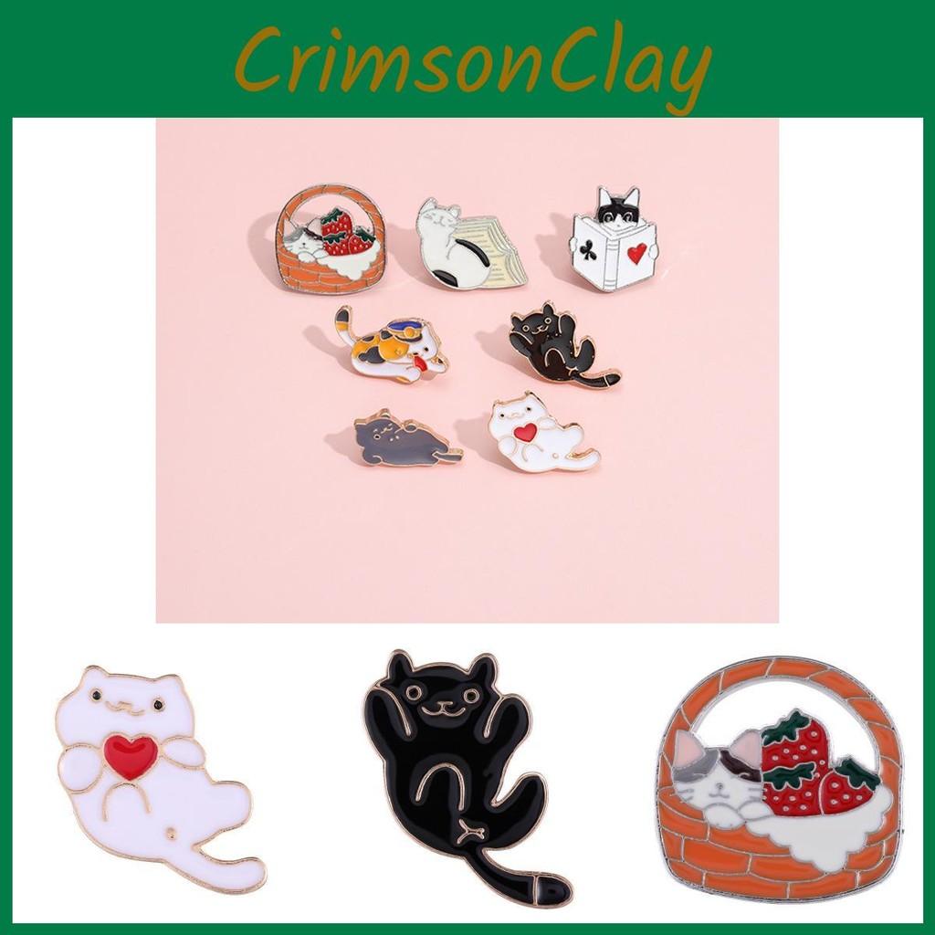 Cat Enchanting Design Alloy Brooch Colorful Cartoon Figure For Personalized Gifts