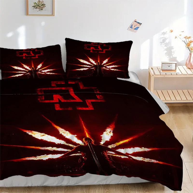 Set di biancheria da letto Rammstein da 3 pezzi Include 1 Piumone + 2 Federe, Senza Imbottiture per Cuscini, Morbido Confortevole, Leggero Traspirante, Stampato H