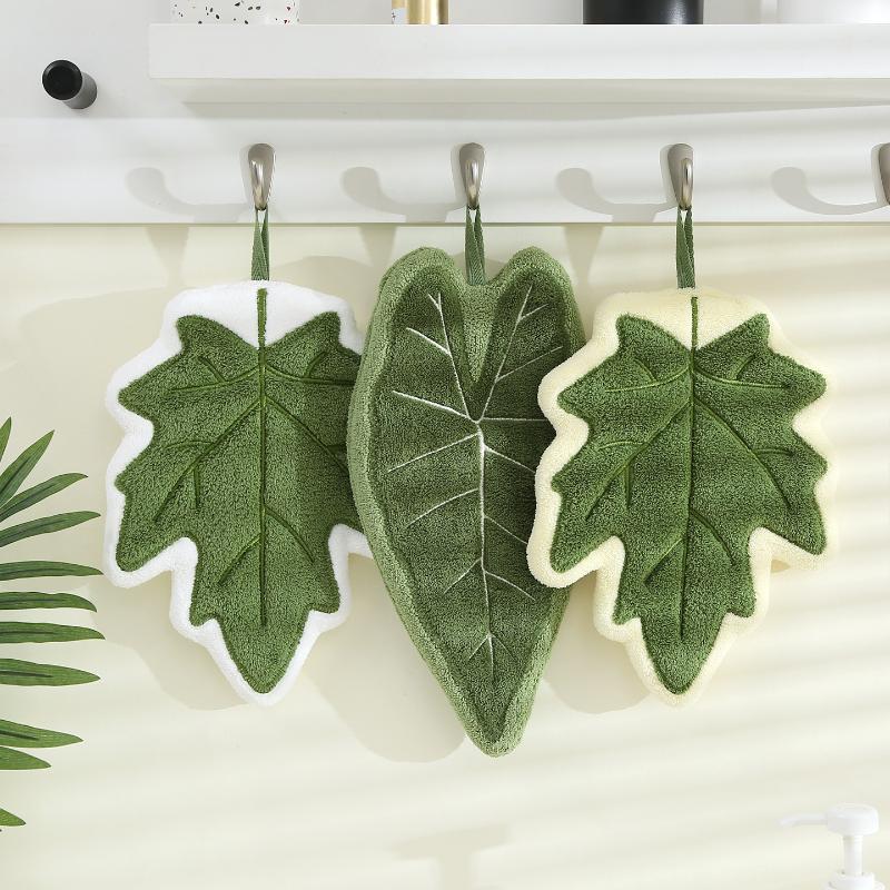 Leaf Hand Towel Absorbent Kitchen Towel Soft Towel For Hands Bathroom Hanging Towels Handkerchief Towels Wash Hands Towels