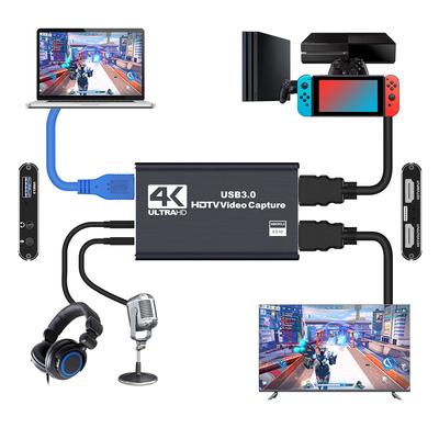 USB 3.0 4K HDMI-Compatible Capture Card Audio Video Capture Card Gaming Capture Card for Streaming Works for PS4/Camera/PC
