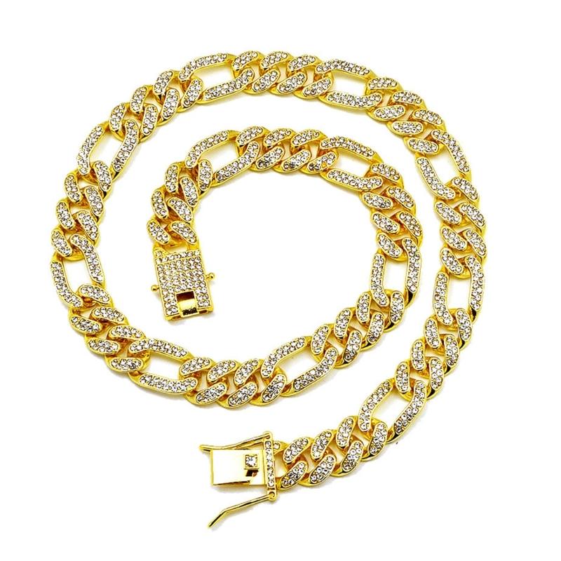 Link Bracelet Set Sparkling Necklace and Bracelet Set Men Hip Hop Jewelry Set Alloy Texture Suitable for Any Occasion