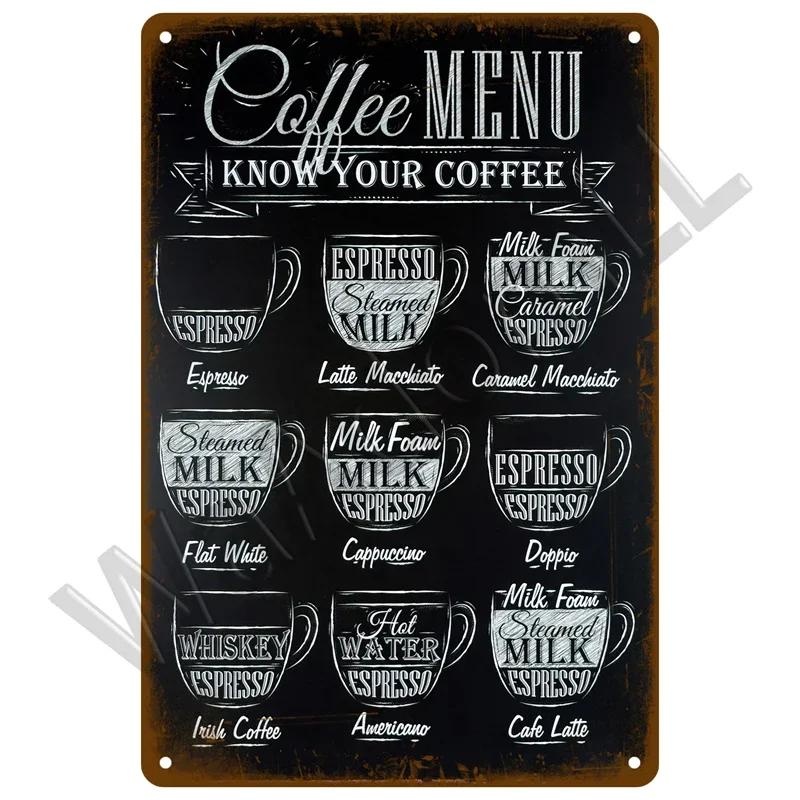 Vintage Plaque Metal Sign Plate Home Decor Tin Signs Coffee Retro Wall Art Posters For Kitchen Bar Iron Painting Decoration Cafe