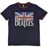 The Beatles - Drop T-logotyp & Vintageflagga - Mörkblå Ringer T-shirt Unisex T-shirt