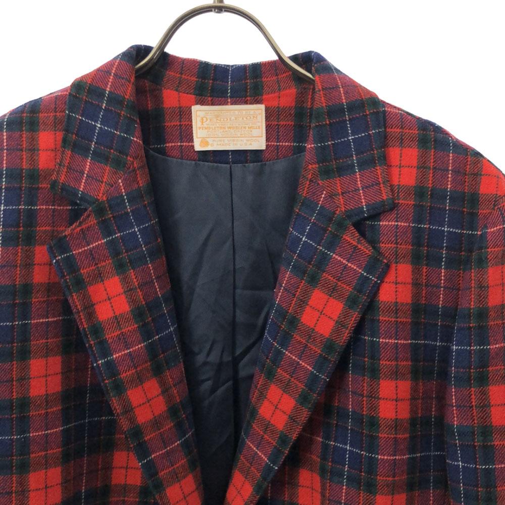 PENDLETON 70s Wool Made In USA Vintage Tartan Check Pattern Tailored Jacket Women Used