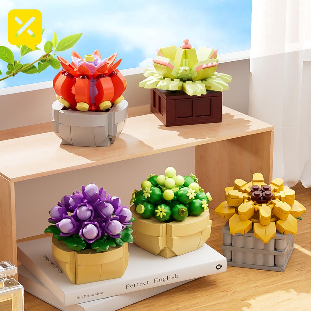 ToylinX Succulent Flower Potted 115PCS Building Blocks Toy Model Garden Kids And Adult  Festive Gifts Christmas Halloween Easter
