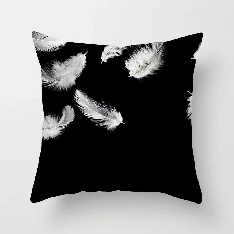 45X45CM ins Nordic modern simple black and white wind pillowcase sofa office seat car cushion cover home decoration