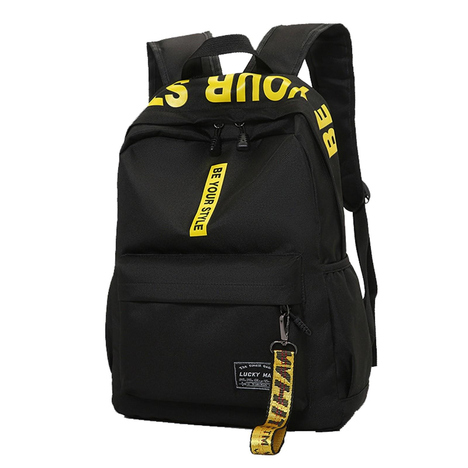 

Большой емкости сплошной цвет водонепроницаемый нейлоновый повседневный рюкзак школьная сумка One Size жёлтый