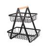 2 Tier Fruit Basket Carbon Steel Detachable Portable Vegetable Storage Stand for Bread Snack Home