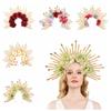 Party Attire Goddess Crown Tiaras Headband Multiple Colors Rose Halo Hairband  Stage Performance