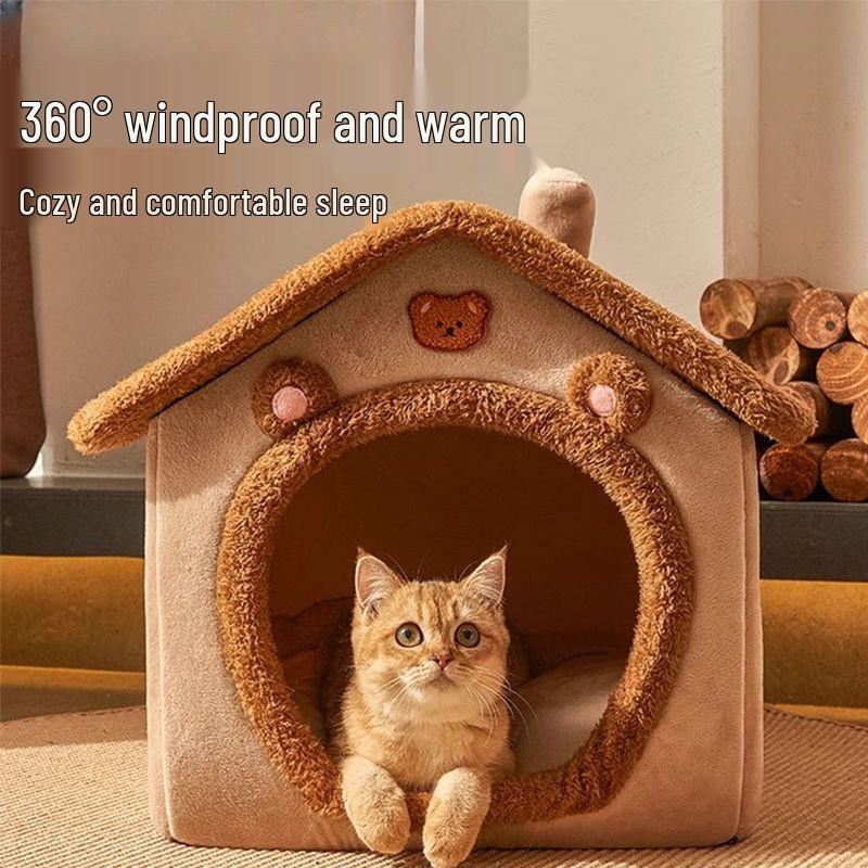 Four Seasons Removable & Washable Pet Kennel: Cozy Winter-Ready Dog & Cat Villa.