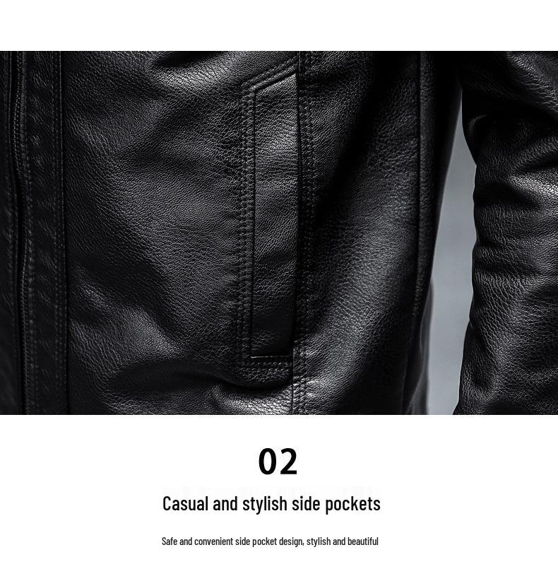 Herren PU-Leder Stehkragen Jacke - Weich, Vielseitig, Leichter Business Casual Mantel für Herbst und Winter