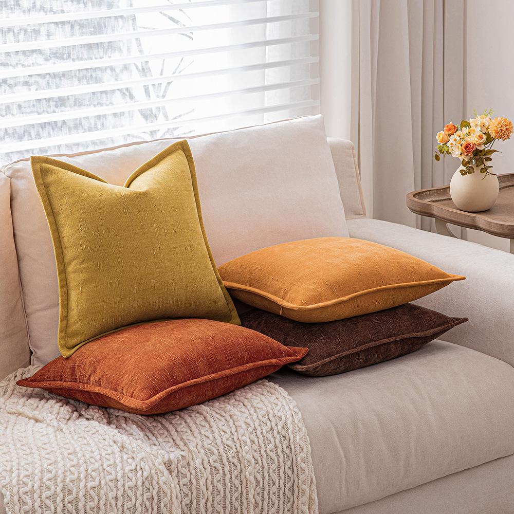Ins Fengchenille Pillow Bamboo Joint Pattern Jacquard Cushion Internet Celebrity Super Thick Pillow Case Pressed on The Edge of The Sofa Bedside Back