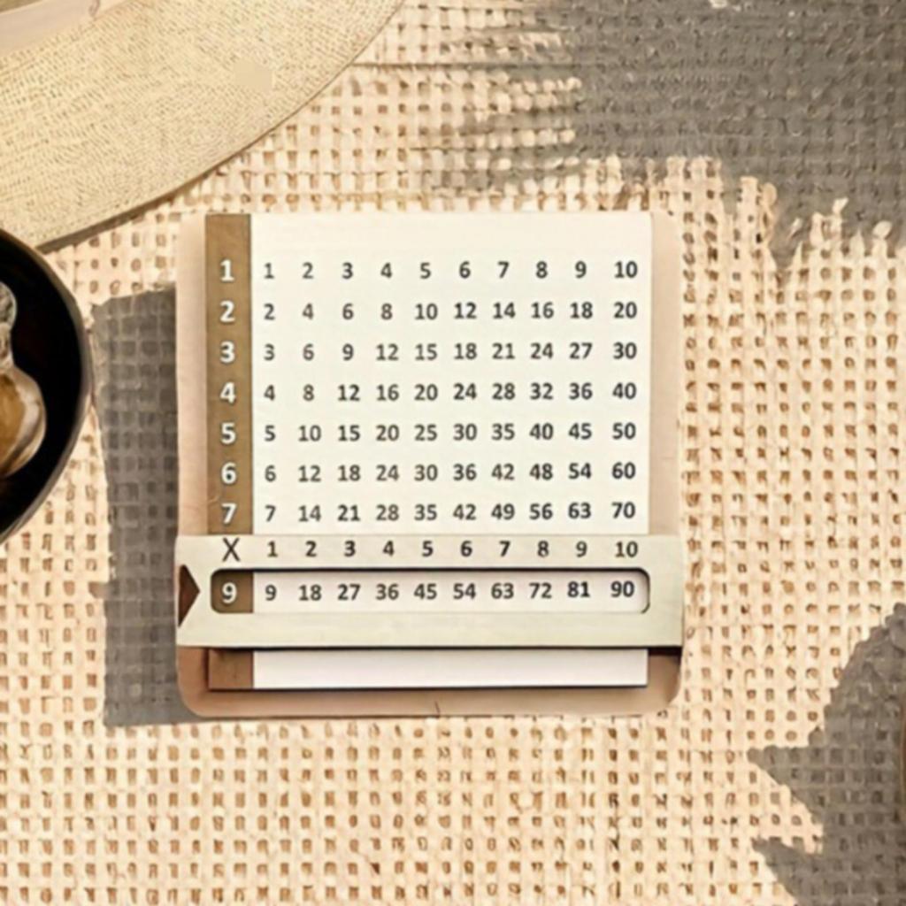 Sliding Multiplication Board Interactive Learning Math Practice Textured Wooden Times Table