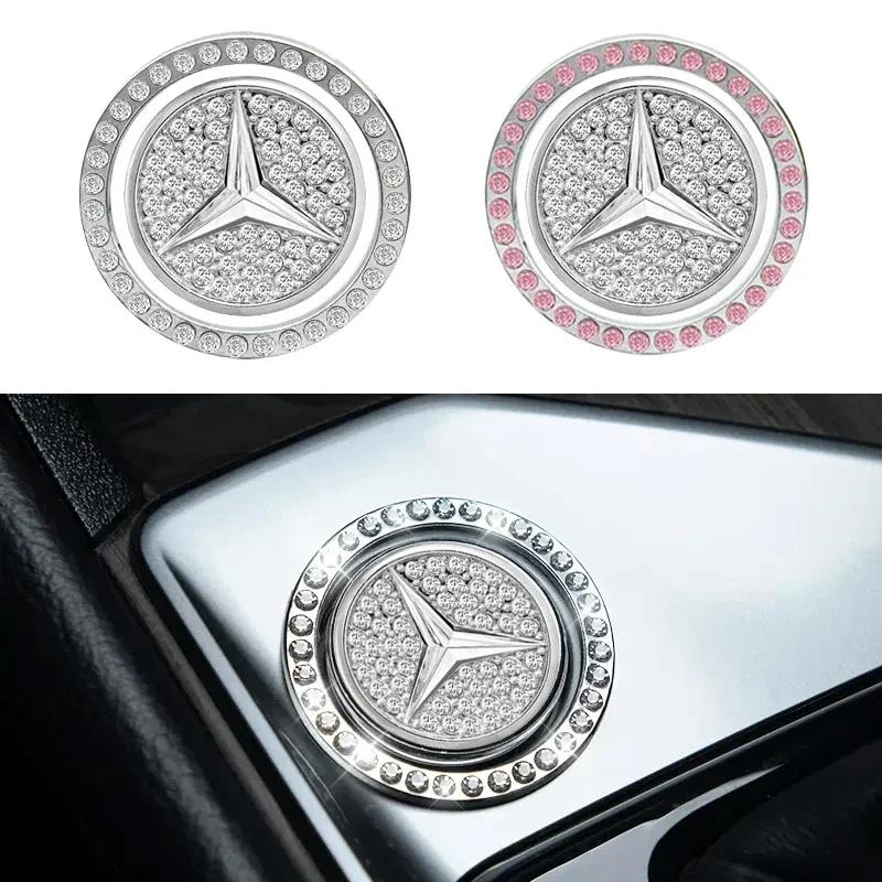 Diamond Car Decor One Click Start Button Engine Start Stop Switch Button Cover for Mercedes Benz W211 W204 W210 W203 CLA GLA AM0