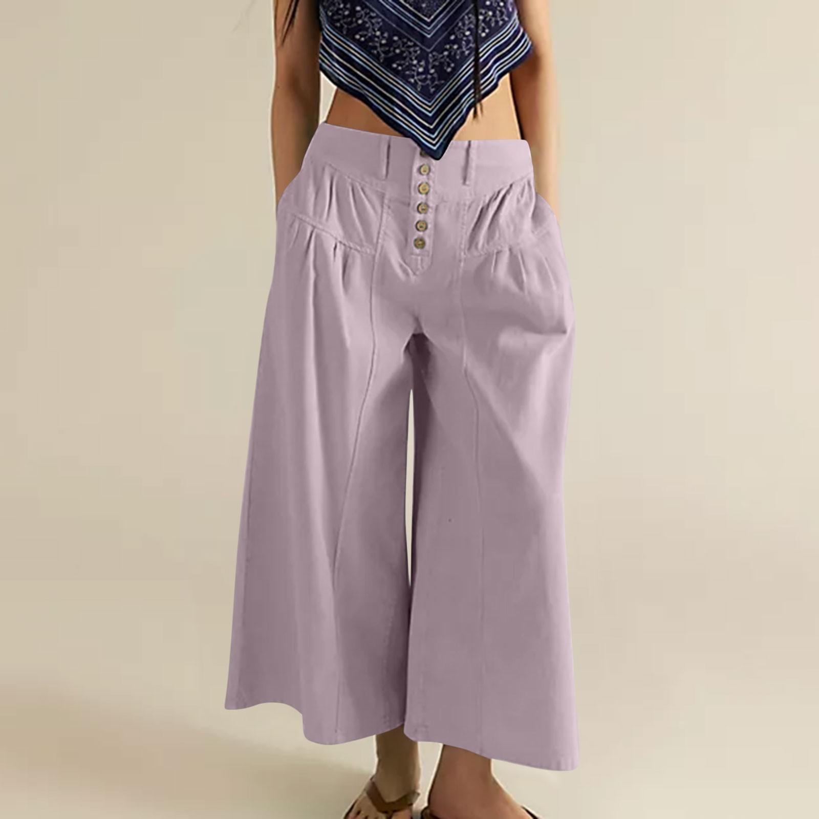 

Женские однотонные повседневные брюки, универсальные свободные брюки с широкими штанинами XXL светло-фиолетовый