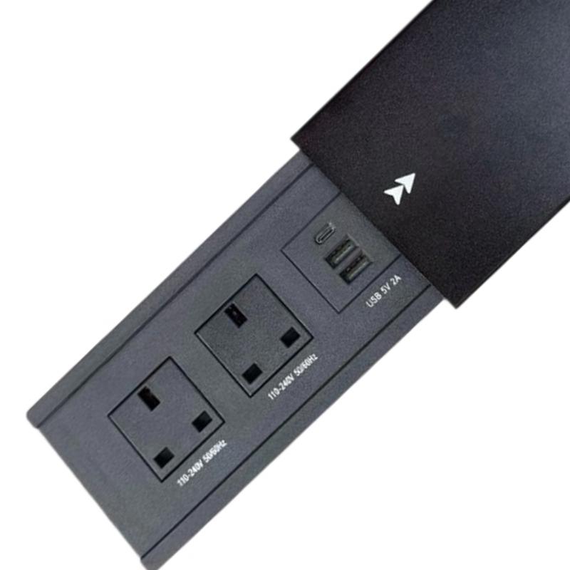 Desktop Power Outlet With Double Socket And 2 USB Port Fast Charging For Office Home Workspaces